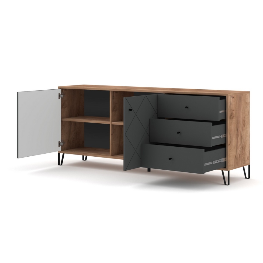 Kommode SULA Craft‑Eiche/Schwarz