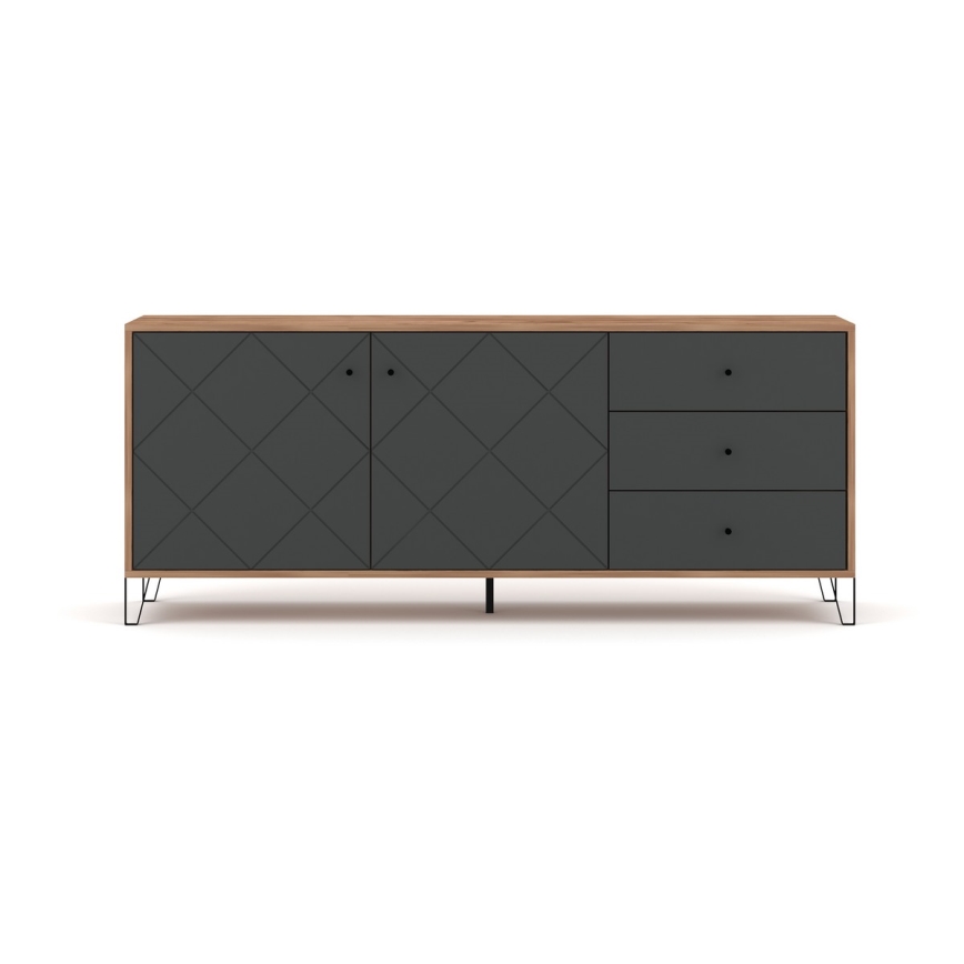 Kommode SULA Craft‑Eiche/Schwarz