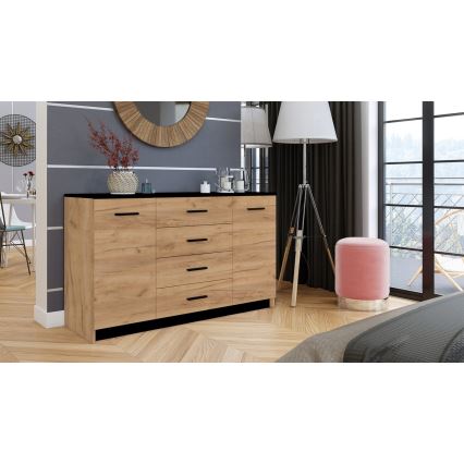 Kommode TAYLER Eiche Craft/Schwarz