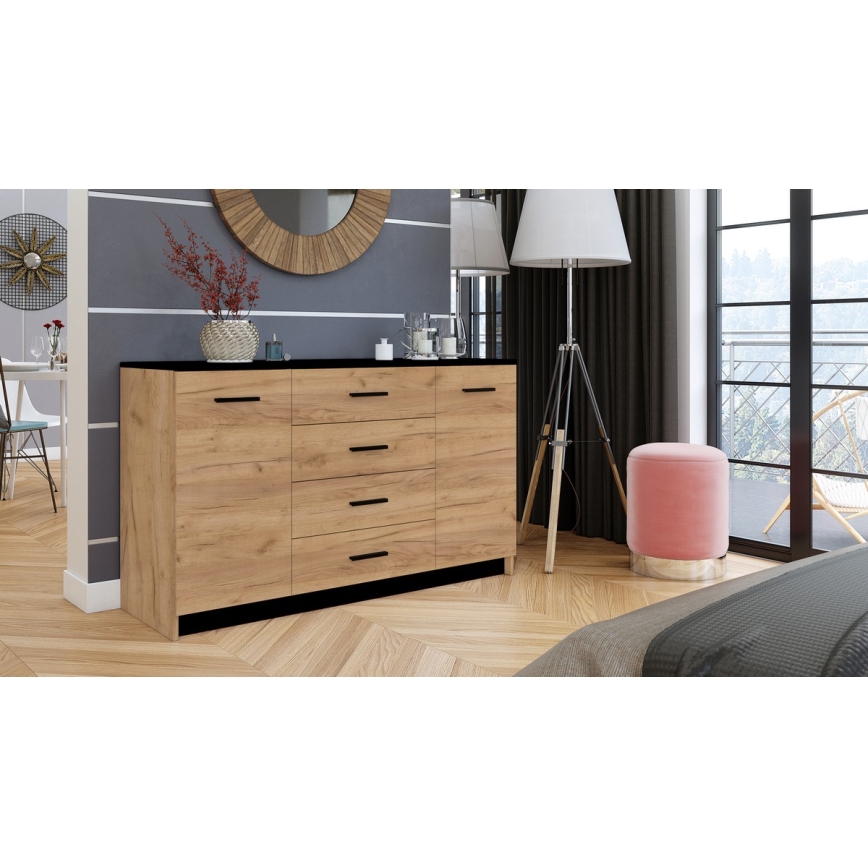 Kommode TAYLER Eiche Craft/Schwarz