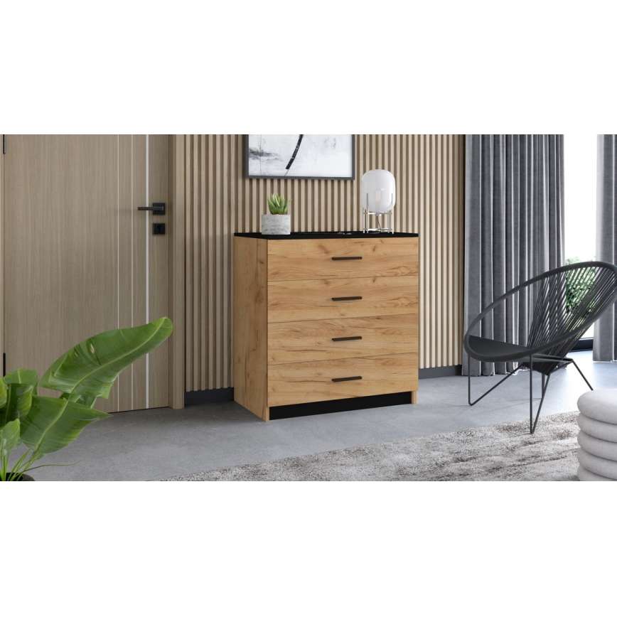 Kommode TIMON Eiche Craft/schwarz