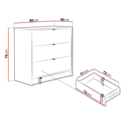 Kommode TIRENO 75x80 cm weiß