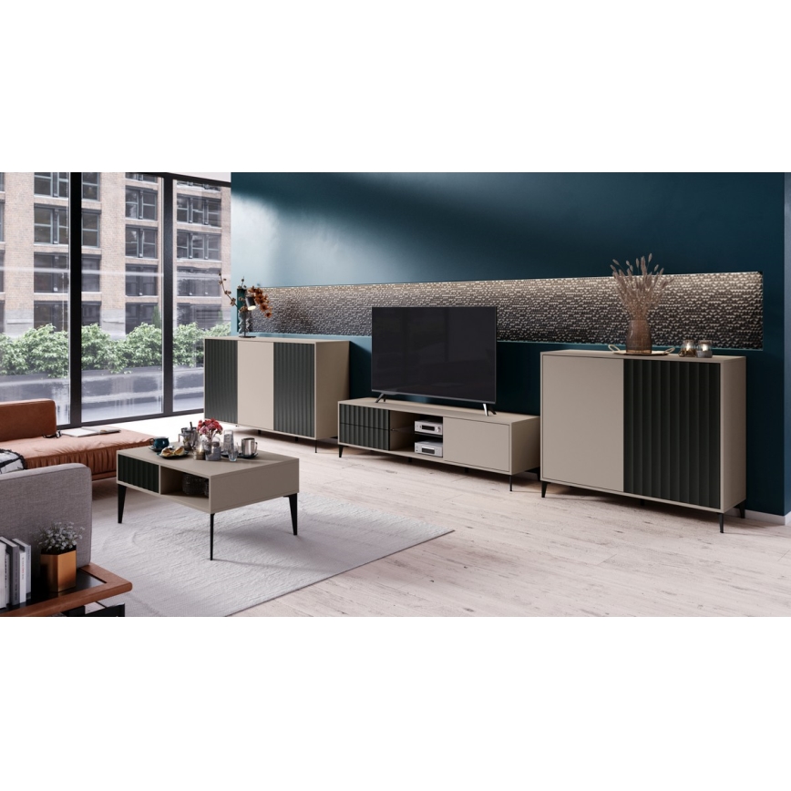 Couchtisch mit Schublade RONJA Taupe/Schwarz