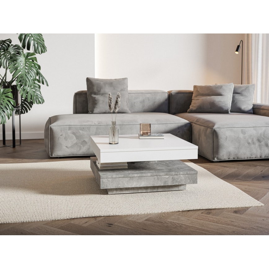 Konferenztisch TIMO weiß/grau in Betonoptik