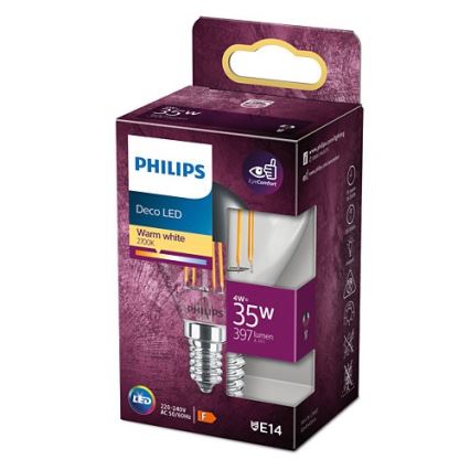 Kopfspiegellampe DECO Philips P45 E14/4W/230V 2700K