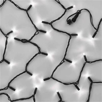 Koppelbare Lichterkette 50 LEDs/5 m IP44 kaltweiß schwarz