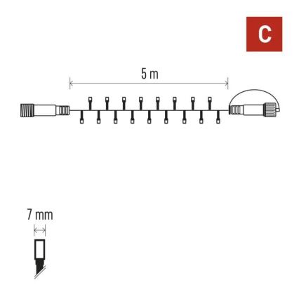 Koppelbare Lichterkette 50xLED/5m IP44 kaltweiß