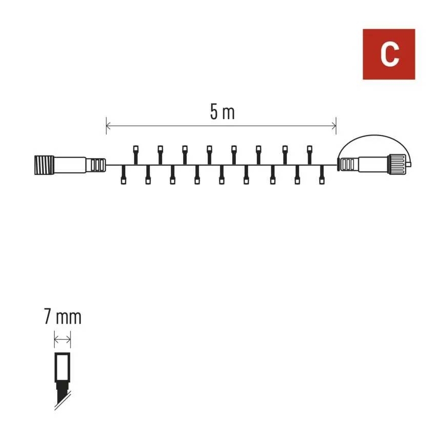 Koppelbare Lichterkette 50xLED/5m IP44 kaltweiß