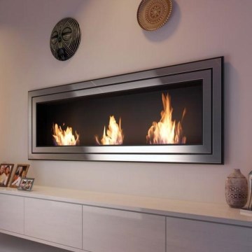 Kratki - Eingebauter BIO-Kamin 65x180 cm 3x2,5kW Chrom