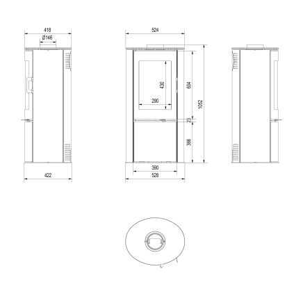 Kratki - Stahlkamin 8kW 150mm