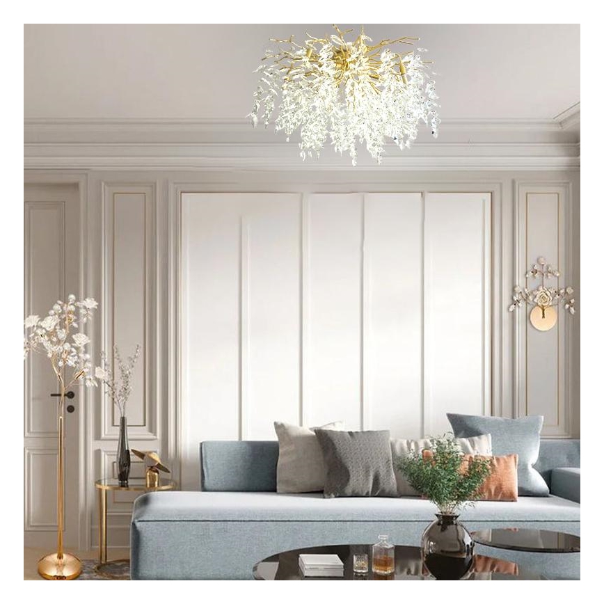Kristall-Aufbaukronleuchter 12xG9/40W/230V golden