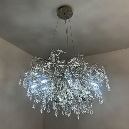 Kristall-Kronleuchter an Aufhängung 13xG9/40W/230V glänzendes Chrom