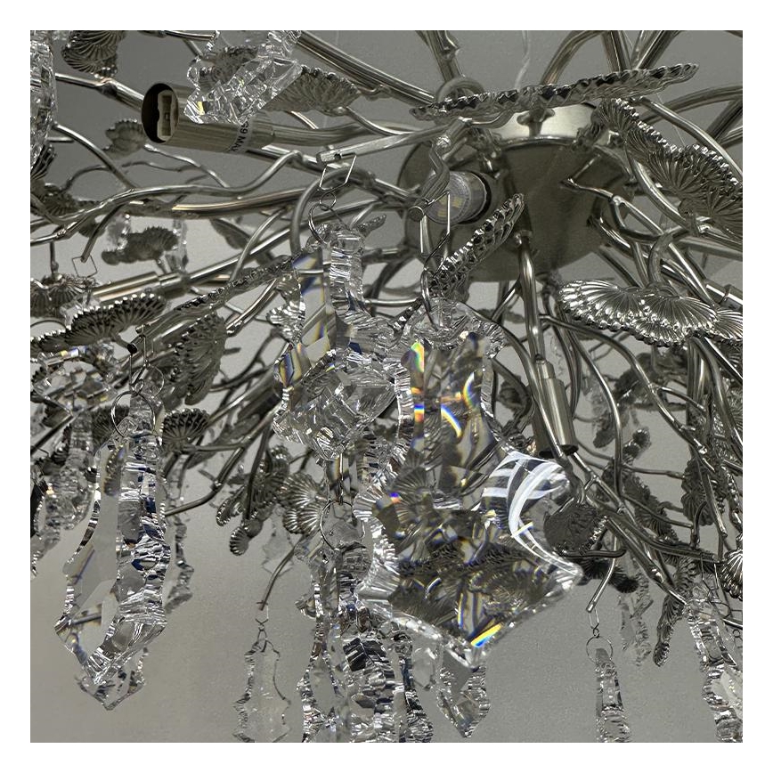 Kristall-Kronleuchter an Aufhängung 13xG9/40W/230V glänzendes Chrom
