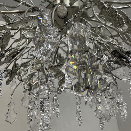 Kristall-Kronleuchter an Aufhängung 13xG9/40W/230V glänzendes Chrom