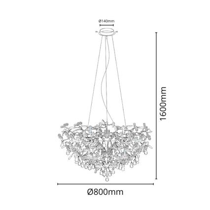 Kristall-Kronleuchter an Aufhängung 13xG9/40W/230V glänzendes Chrom