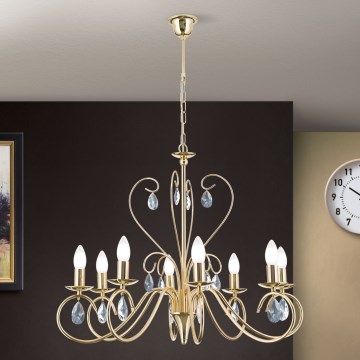 Kristall-Kronleuchter an Kette ALESSIA 8xE14/40W/230V golden