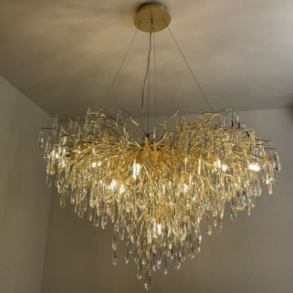 Kristall-Kronleuchter an Schnur 11xG9/40W/230V golden