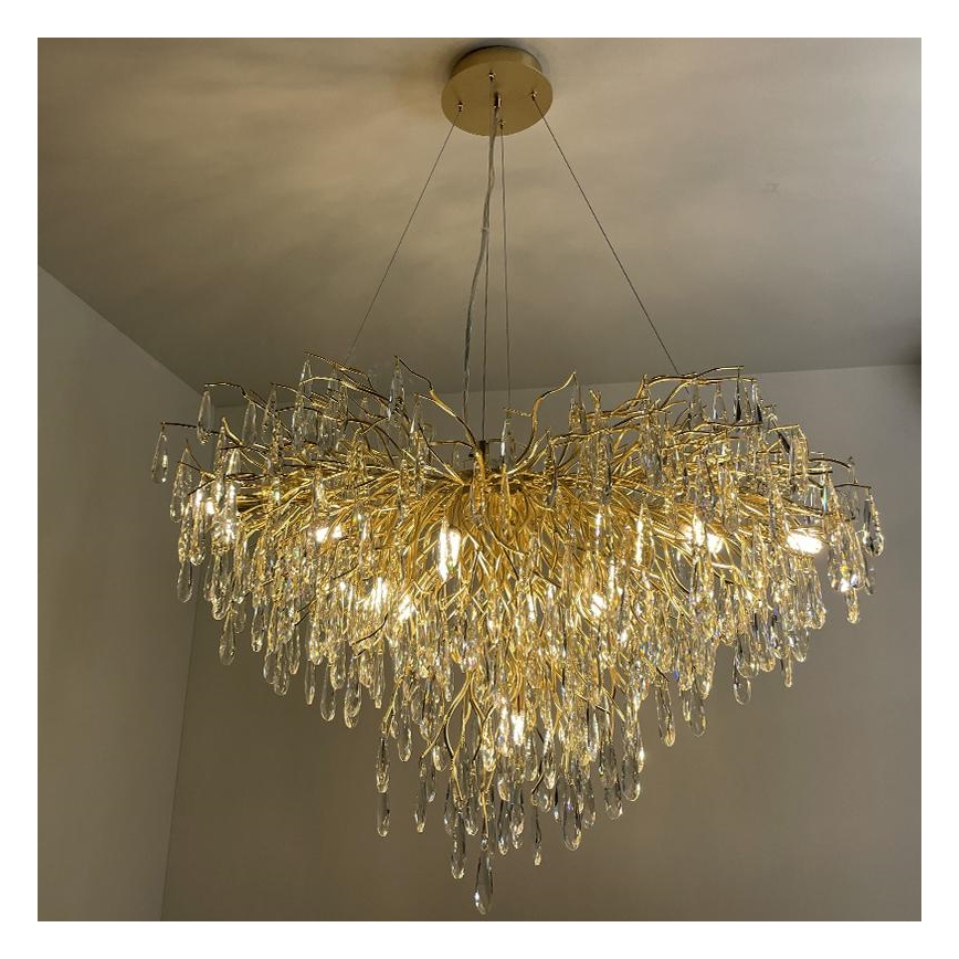 Kristall-Kronleuchter an Schnur 11xG9/40W/230V golden