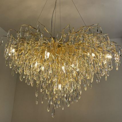 Kristall-Kronleuchter an Schnur 11xG9/40W/230V golden