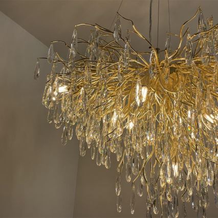 Kristall-Kronleuchter an Schnur 11xG9/40W/230V golden