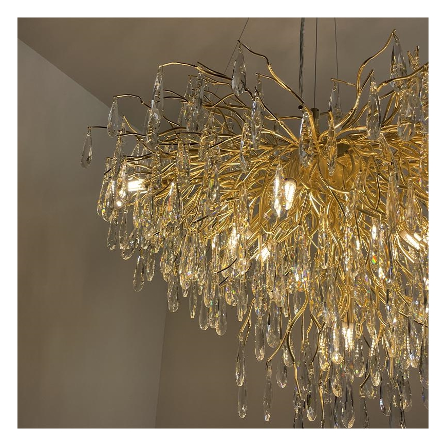 Kristall-Kronleuchter an Schnur 11xG9/40W/230V golden