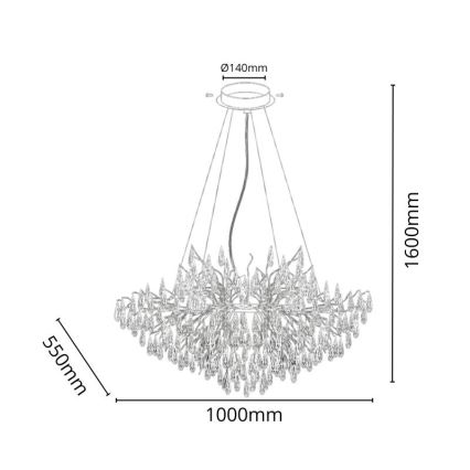 Kristall-Kronleuchter an Schnur 11xG9/40W/230V golden