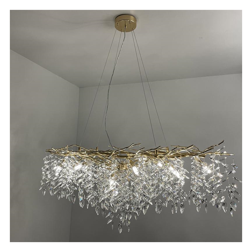 Kristall-Kronleuchter an Schnur 12xG9/40W/230V golden