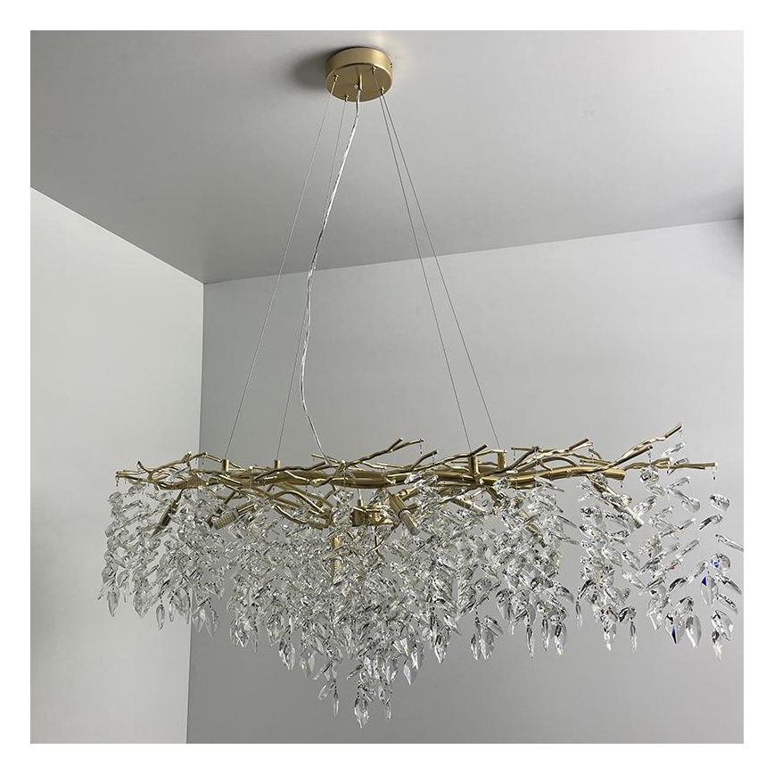 Kristall-Kronleuchter an Schnur 12xG9/40W/230V golden
