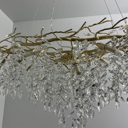 Kristall-Kronleuchter an Schnur 12xG9/40W/230V golden