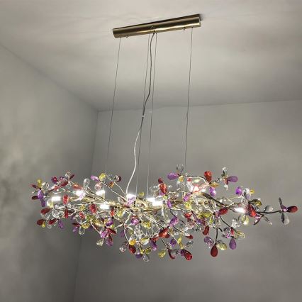 Kristall-Kronleuchter an Schnur 13xG9/40W/230V bunt