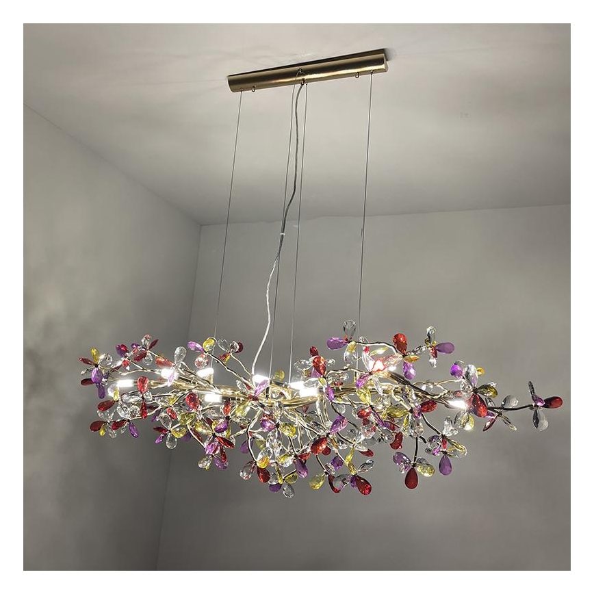 Kristall-Kronleuchter an Schnur 13xG9/40W/230V bunt