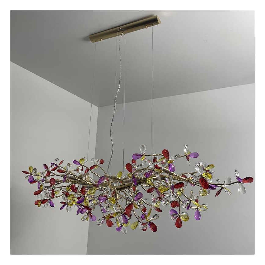 Kristall-Kronleuchter an Schnur 13xG9/40W/230V bunt