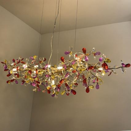 Kristall-Kronleuchter an Schnur 13xG9/40W/230V bunt