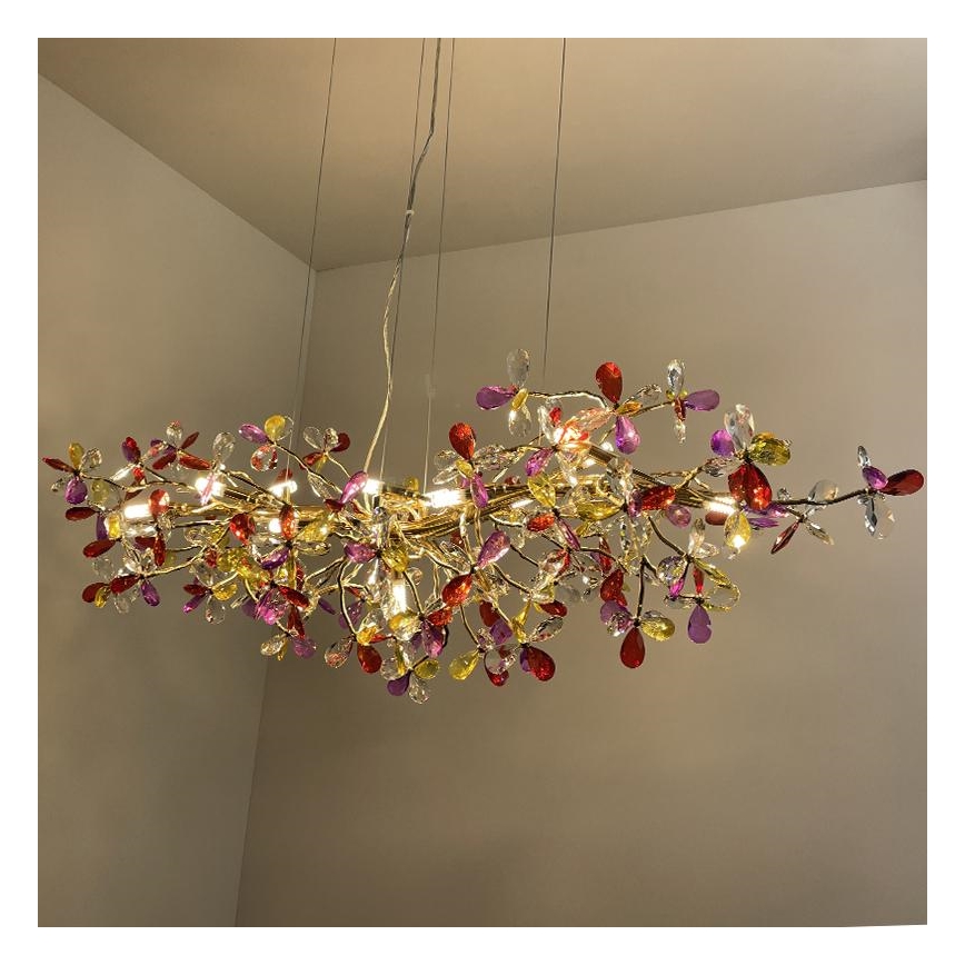Kristall-Kronleuchter an Schnur 13xG9/40W/230V bunt