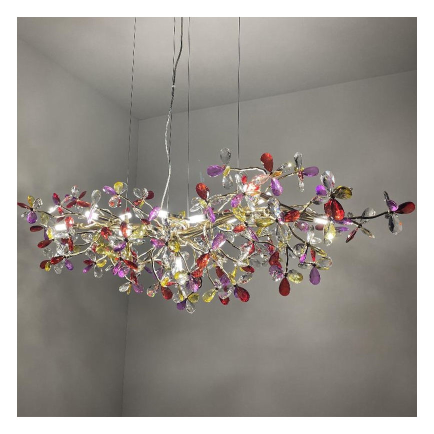 Kristall-Kronleuchter an Schnur 13xG9/40W/230V bunt