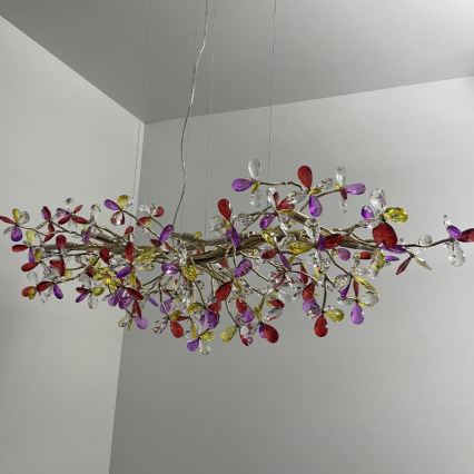 Kristall-Kronleuchter an Schnur 13xG9/40W/230V bunt