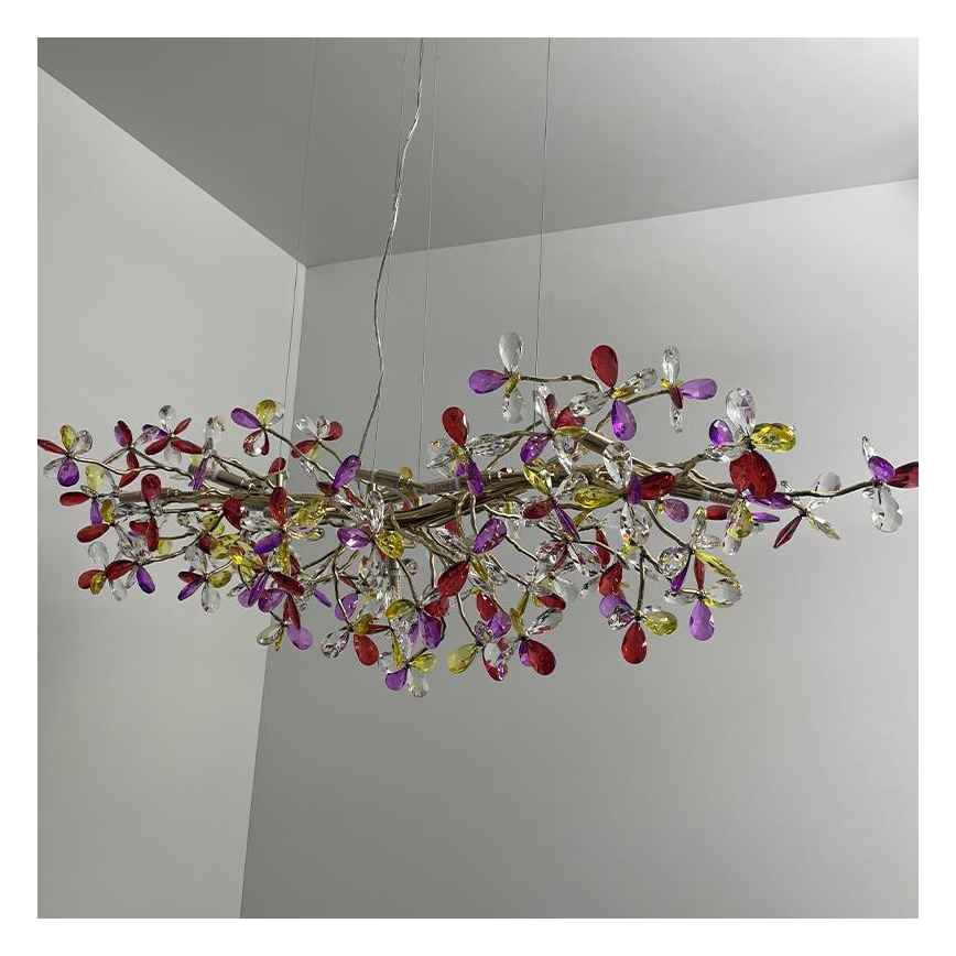 Kristall-Kronleuchter an Schnur 13xG9/40W/230V bunt