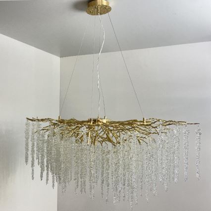 Kristall-Kronleuchter an Schnur 13xG9/40W/230V golden
