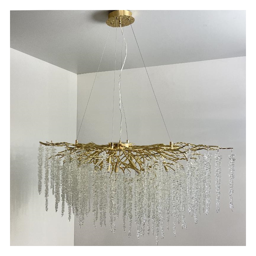 Kristall-Kronleuchter an Schnur 13xG9/40W/230V golden