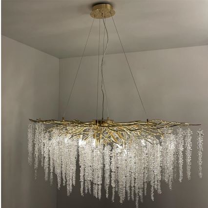 Kristall-Kronleuchter an Schnur 13xG9/40W/230V golden