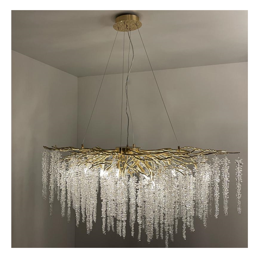 Kristall-Kronleuchter an Schnur 13xG9/40W/230V golden