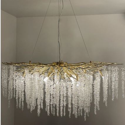 Kristall-Kronleuchter an Schnur 13xG9/40W/230V golden