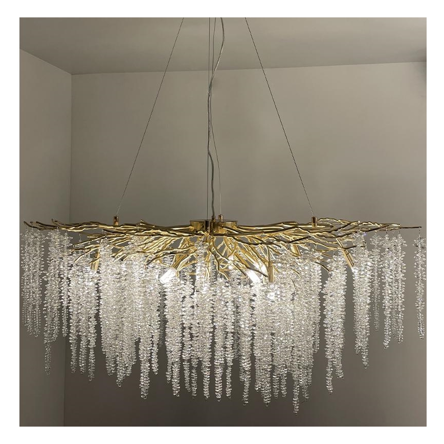 Kristall-Kronleuchter an Schnur 13xG9/40W/230V golden