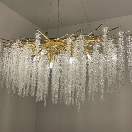 Kristall-Kronleuchter an Schnur 13xG9/40W/230V golden