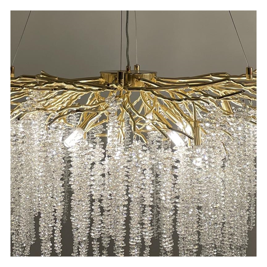 Kristall-Kronleuchter an Schnur 13xG9/40W/230V golden