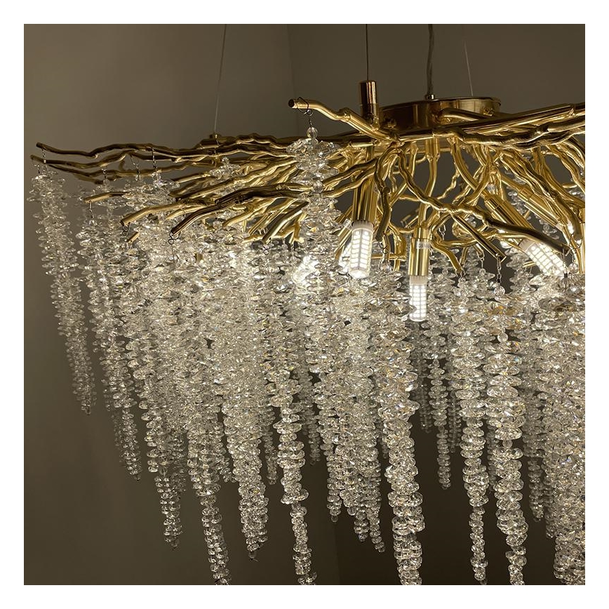 Kristall-Kronleuchter an Schnur 13xG9/40W/230V golden