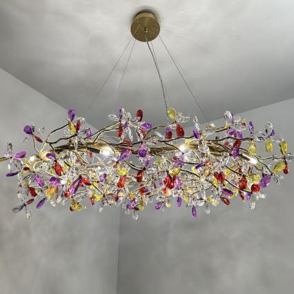 Kristall-Kronleuchter an Schnur 16xG9/40W/230V bunt