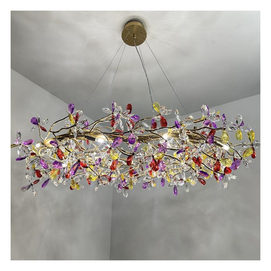 Kristall-Kronleuchter an Schnur 16xG9/40W/230V bunt