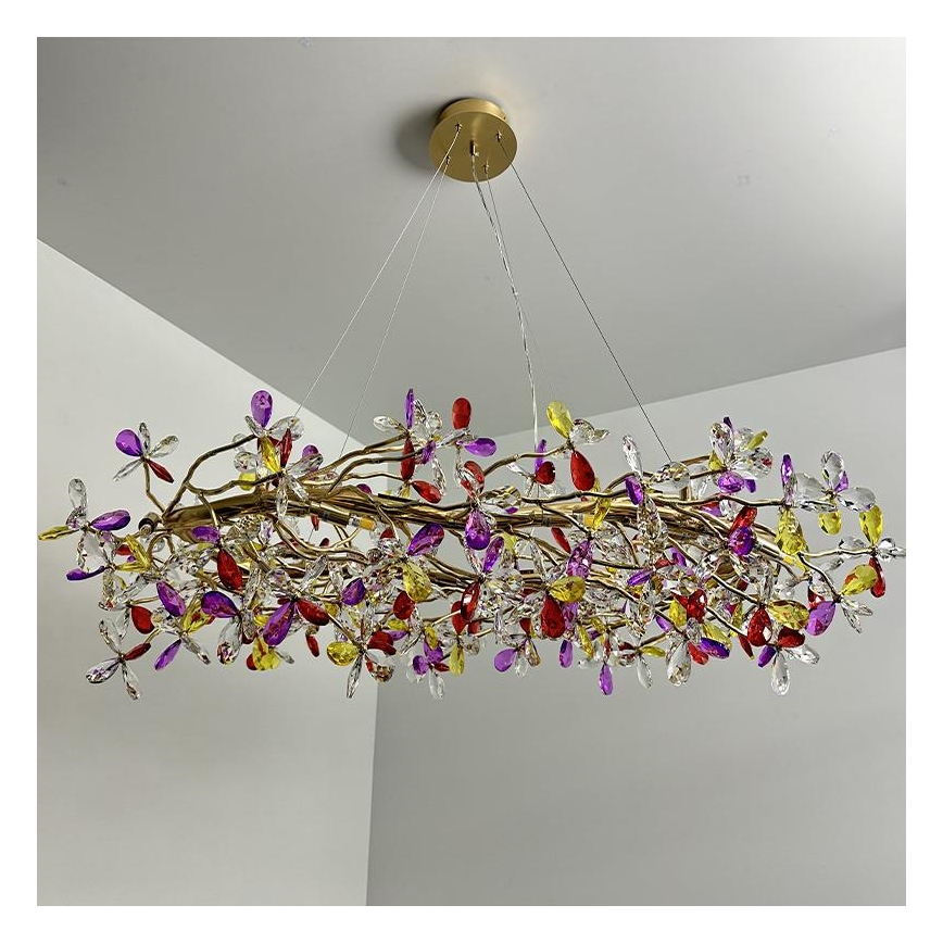 Kristall-Kronleuchter an Schnur 16xG9/40W/230V bunt