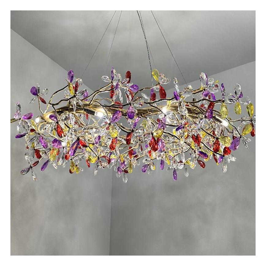 Kristall-Kronleuchter an Schnur 16xG9/40W/230V bunt